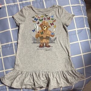 Ralph Lauren Gray Kids Dress with Bear Print